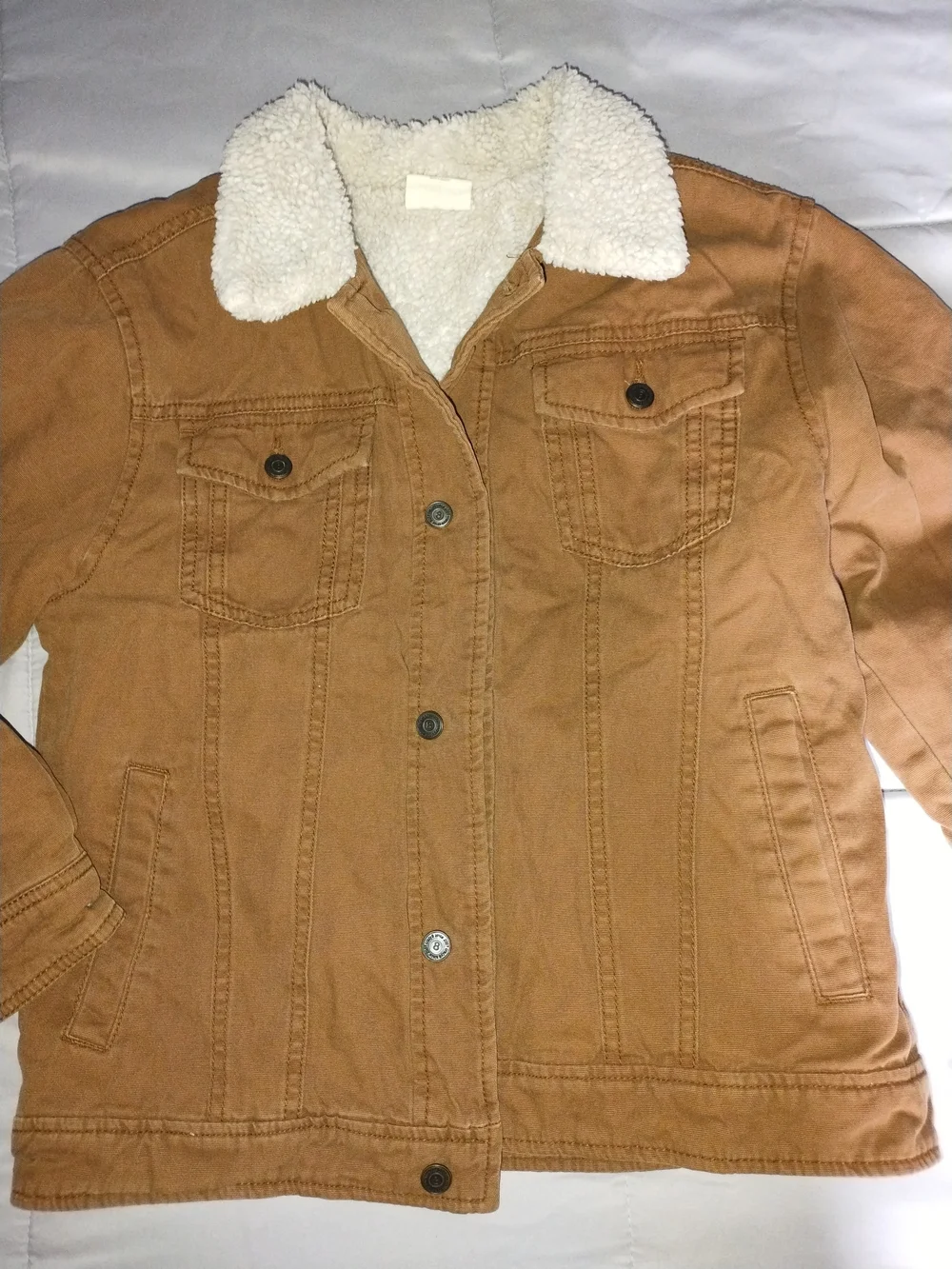 Crazy 8 Tan Jean Jacket with Cream Sherpa Collar